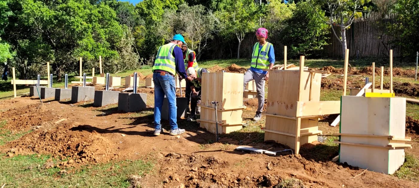 Solaris crew casting foundations for a solar array